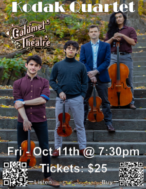 NEW!  CT Voucher- 2 tix for Kodak Quartet Oct 11